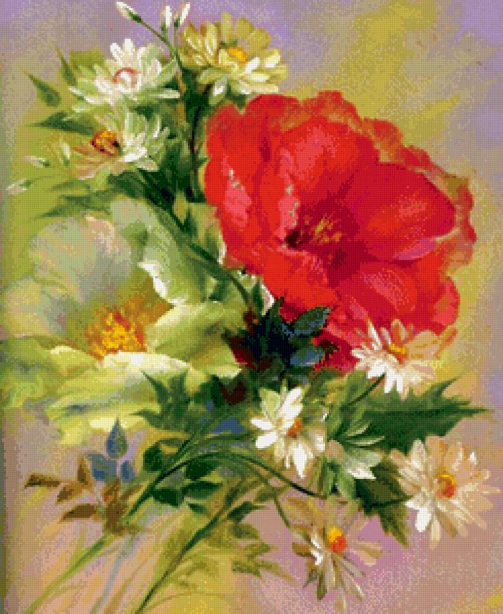цветы - цветы, панно, картина, живопись, акварель - предпросмотр