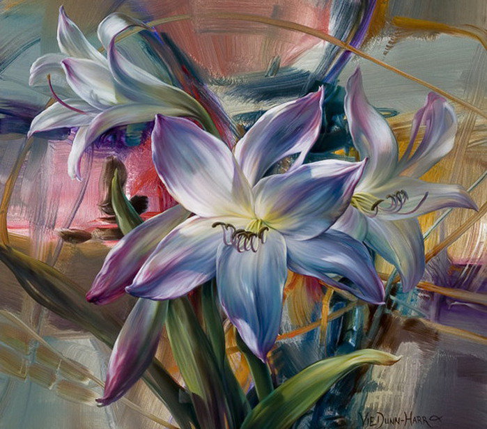 лилии - лилии, цветы, абстракция - оригинал