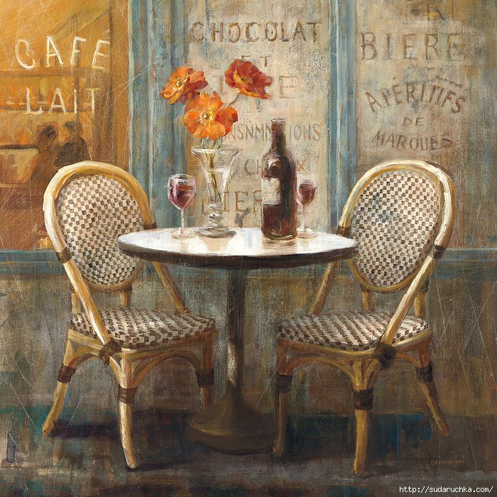 Кафешка - цветы, кафе, столик - оригинал
