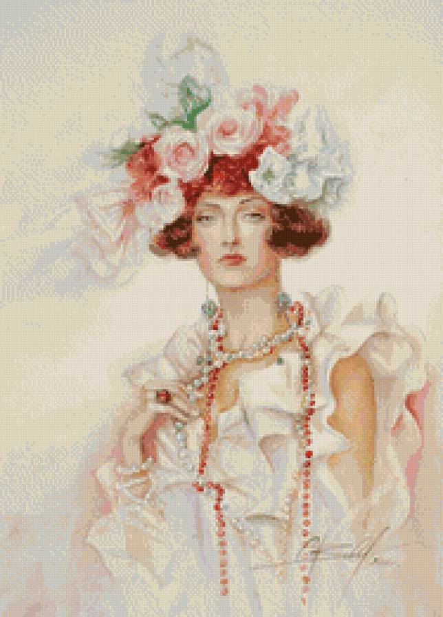 Дама в шляпке - девушка, дама, ретро - предпросмотр