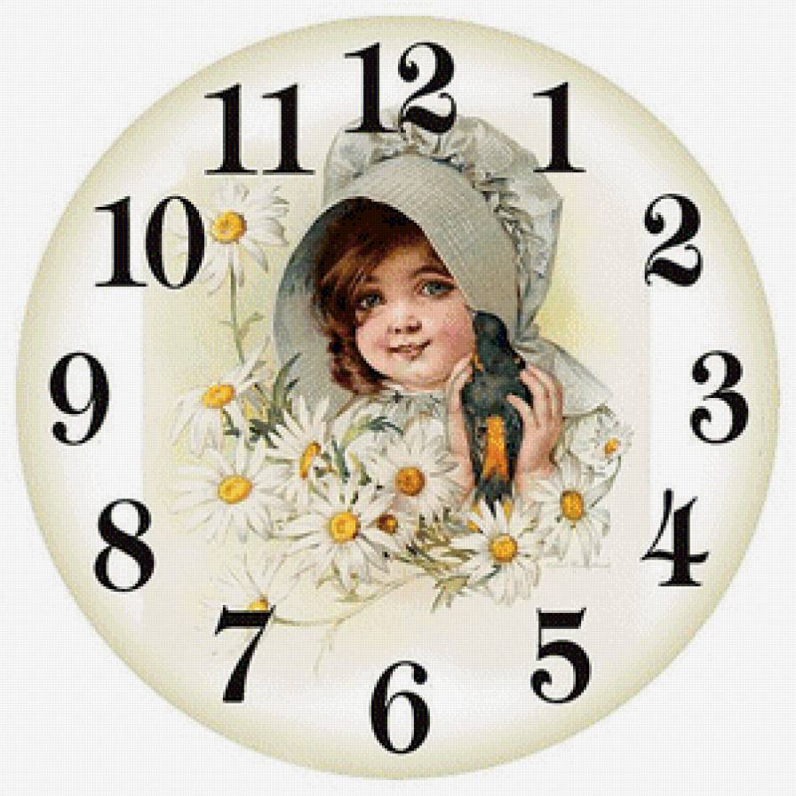 девочка с птичкой - часы - предпросмотр