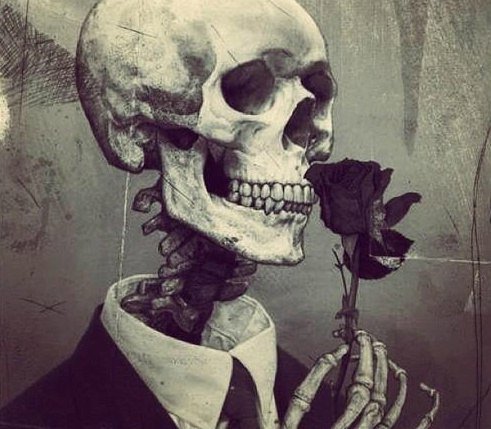 666 - скелет, роза - оригинал