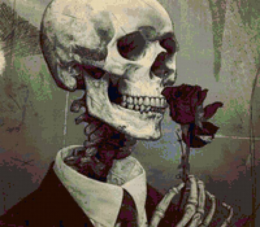 666 - роза, скелет - предпросмотр