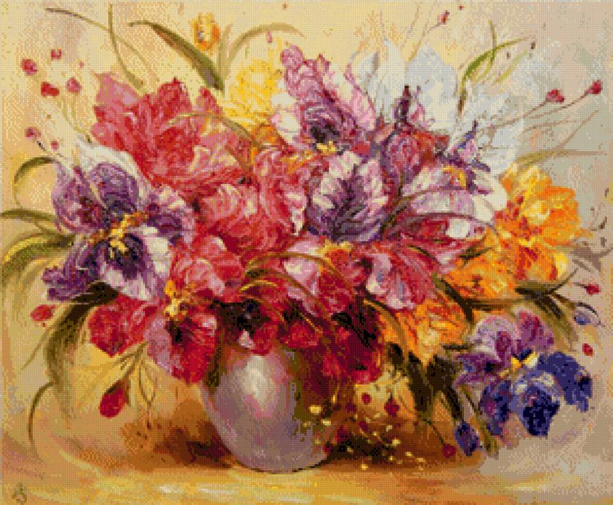 Ирисы А Джанильятти - цветы, ирисы, джанильятти, картина - предпросмотр