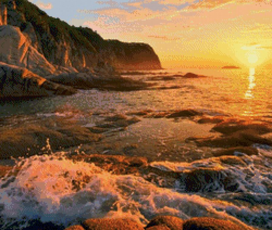 Закат - природа, пейзаж, закат, красоты, море, волны, приморье, солнце - предпросмотр