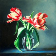 Оригинал схемы вышивки «тюльпаны в вазе» (№989141)