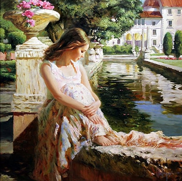 Художник Владимир Волегов - вода, живопись, отражение, девушка - оригинал