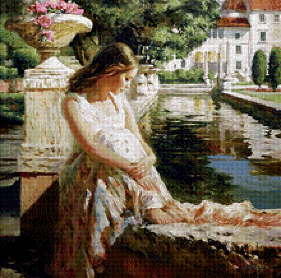 Художник Владимир Волегов - отражение, живопись, вода, девушка - предпросмотр