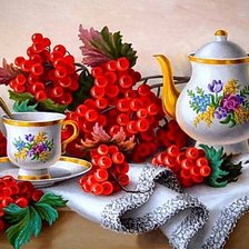 Схема вышивки «натюрморт с калиной»