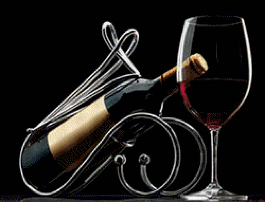 вино - вино, бутылка, бокал, на черном - предпросмотр