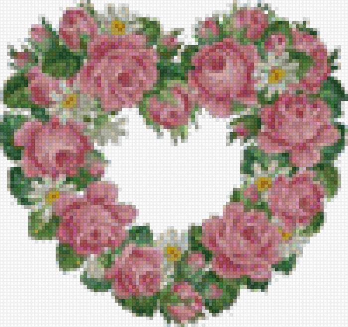 Сердечко роз - букет, розы, венок - предпросмотр