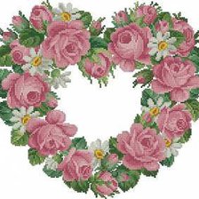 Схема вышивки «Сердечко роз»