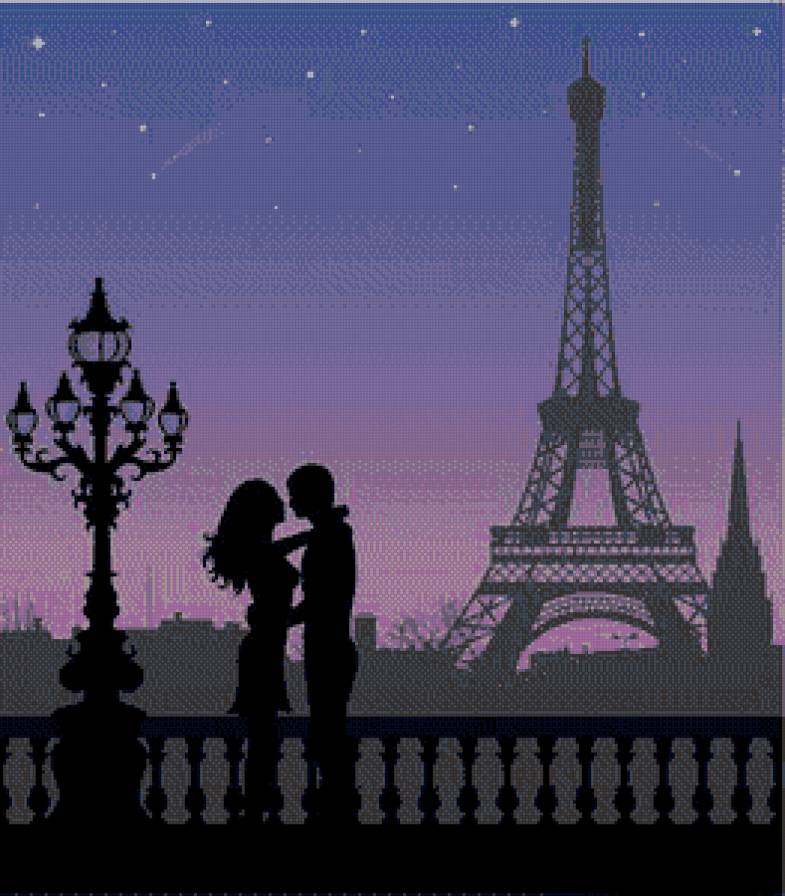 романтика в Париже - девушка, париж, люди, пейзаж, городской пейзаж, пара романтика - предпросмотр