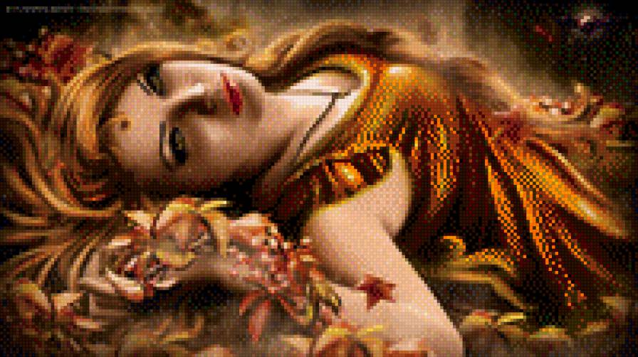 Девушка в золотом - красивая, осень, золото, девушка - предпросмотр