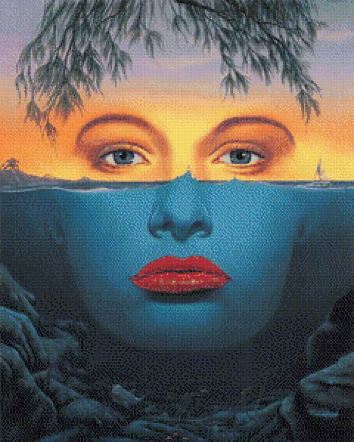 Лицо девушки - губы, небо, девушка, лицо, глаза, море, вода - предпросмотр