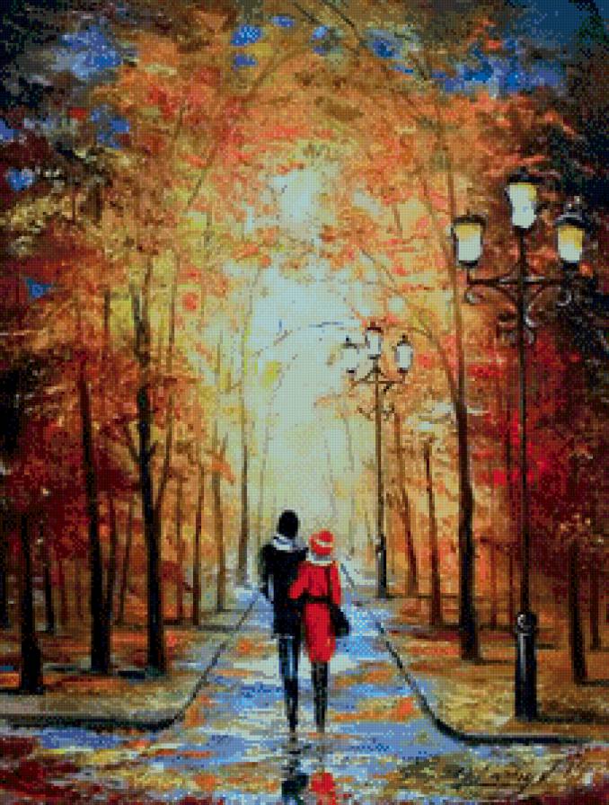 романтика в парке - образ, пара, пейзаж, девушка, романтика - предпросмотр