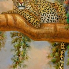 Оригинал схемы вышивки «Леопард на дереве» (№992235)