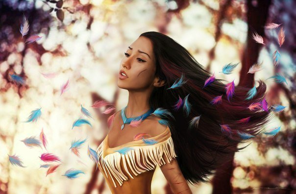 Девушка - индейцы, девушка - оригинал