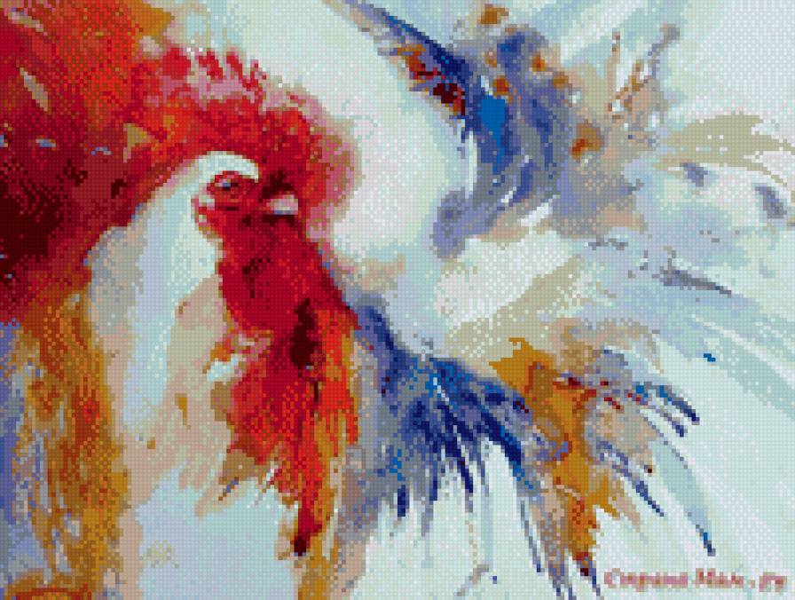 Петух акварельный - предпросмотр