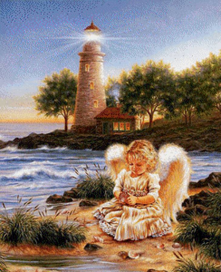 ангел - маяк, море - предпросмотр