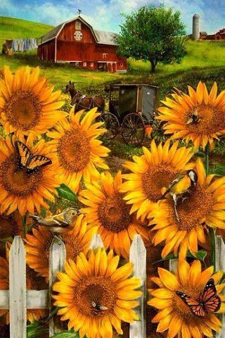 Деревенский сюжет - цветы, природа - оригинал