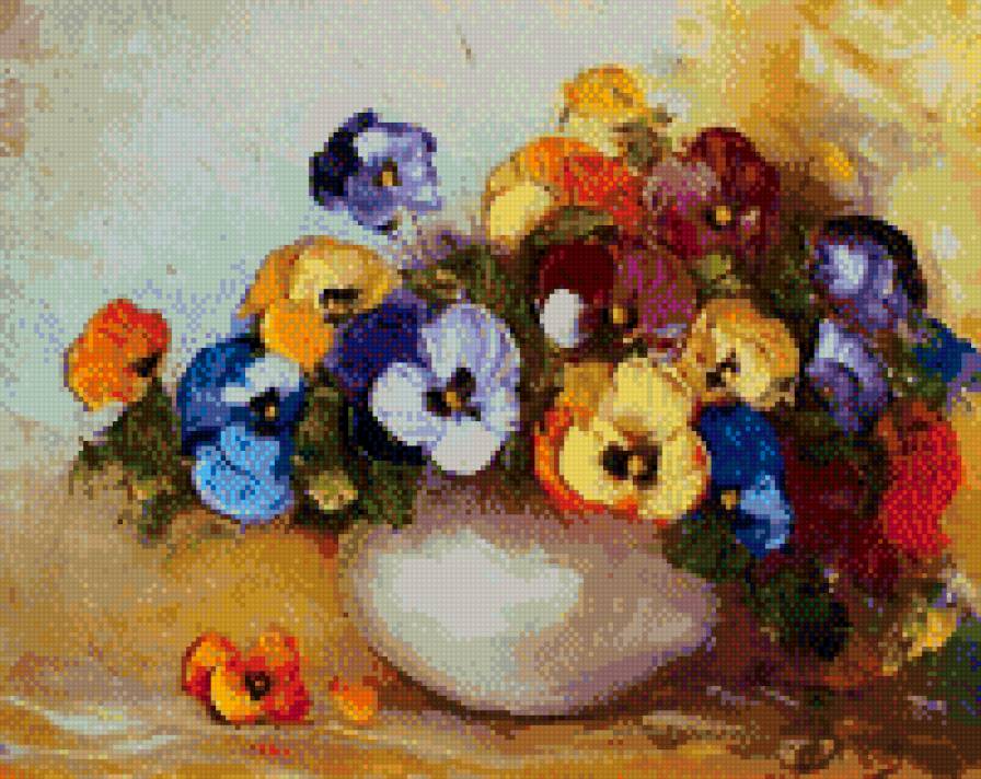 цветы - цветы, ваза, анютины глазки - предпросмотр