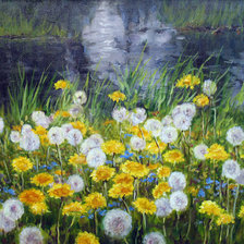 Схема вышивки «одуванчики у озера»