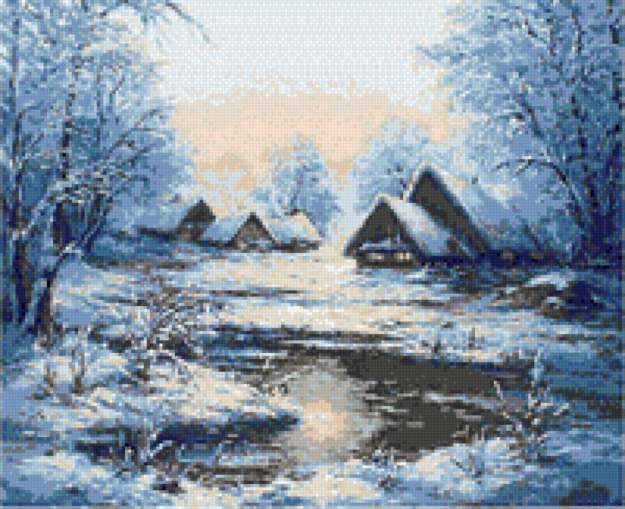 вечер зимой - закат, зима - предпросмотр