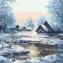 Схема вышивки «вечер зимой»