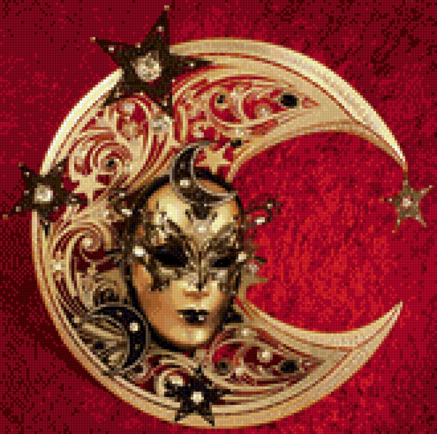 Венецианская маска Луна большая - луна, маска, венецианская маска - предпросмотр