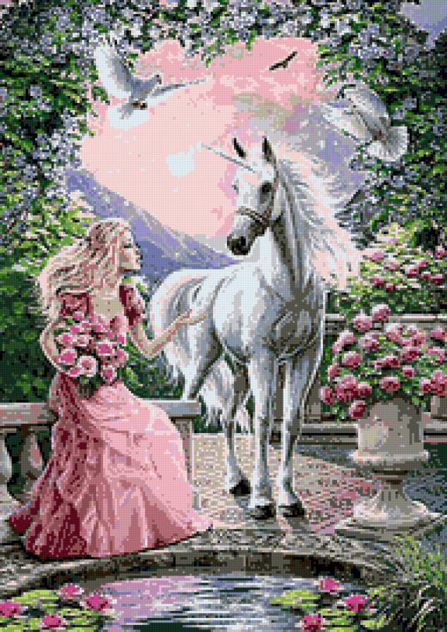 В гостях у сказки - девушка, фентази, единорог - предпросмотр