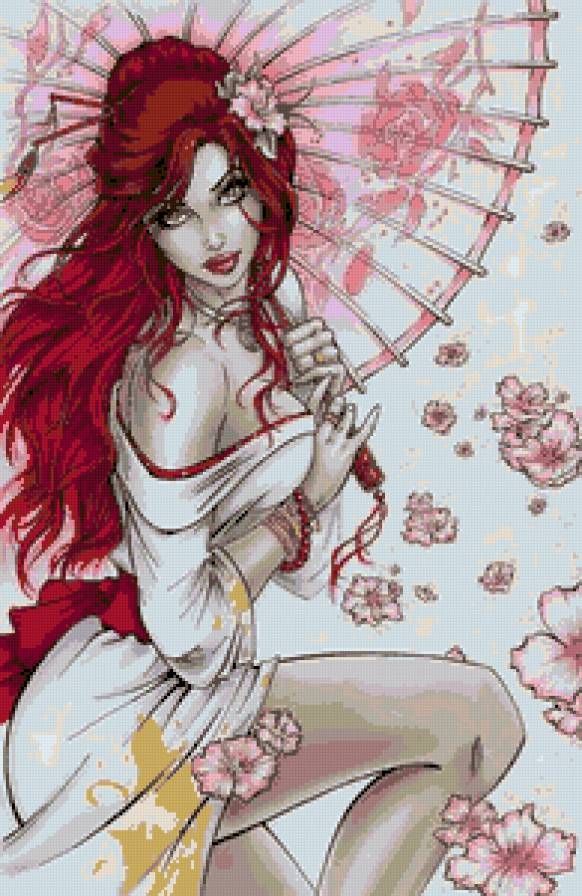 Очарование востока - красавица, девушка, зонт, восток - предпросмотр