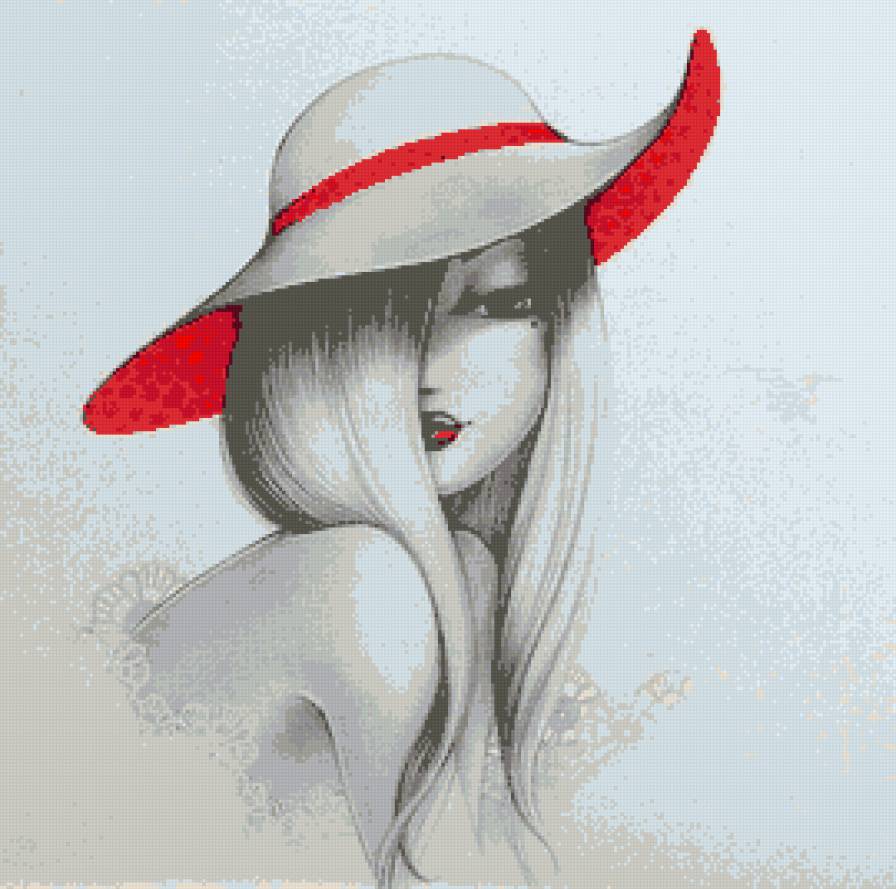 Девушка-загадка - девушка, шляпа, портрет - предпросмотр