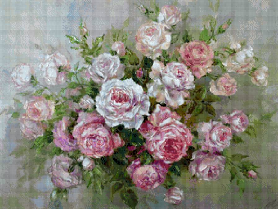 нежный букет роз - цветы оксаны кравченко - предпросмотр