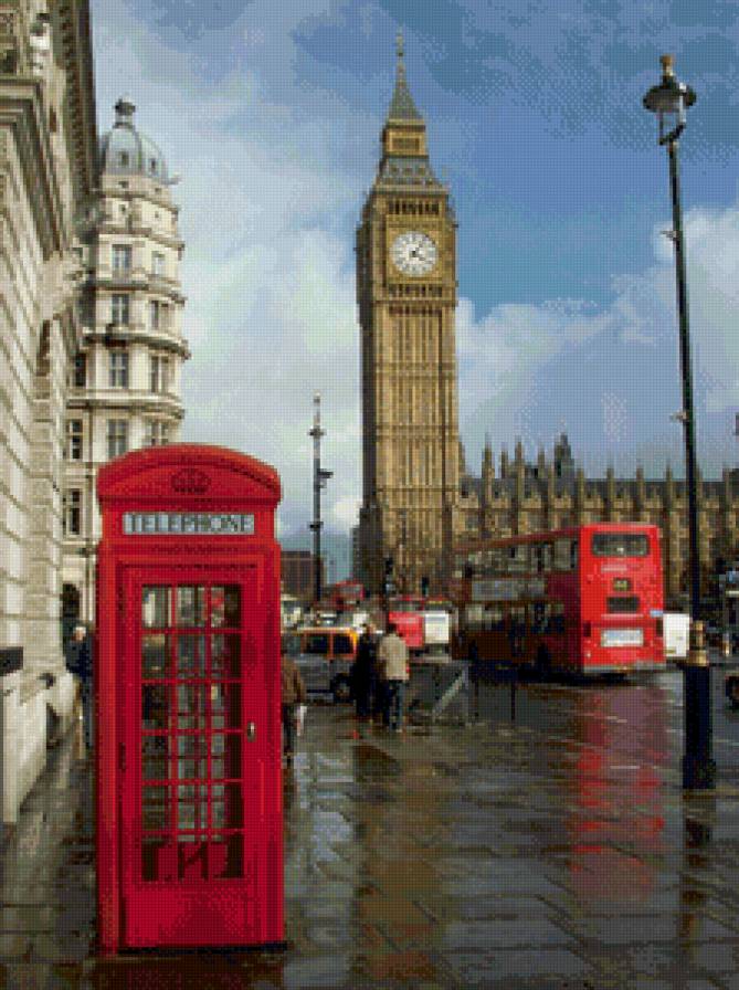 лондонские  достопримечательности - лондон, красная телефонная будка, биг-бен - предпросмотр