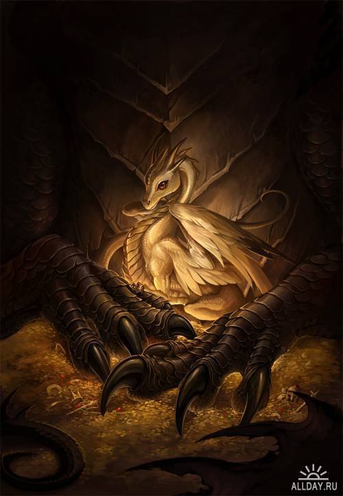 64112-1 - дракон, сокровище, фэнтези, золото - оригинал