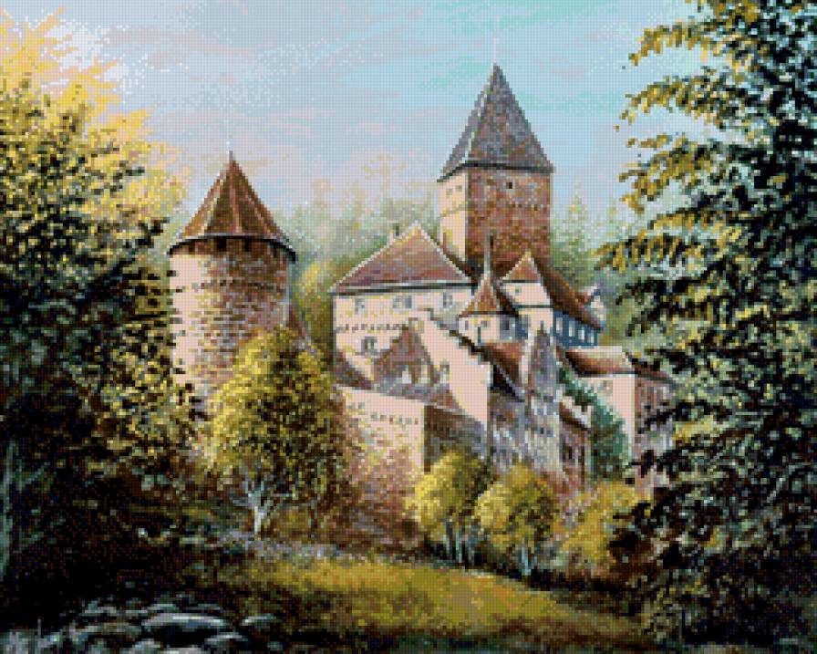 старая крепость - замок, пейзаж - предпросмотр