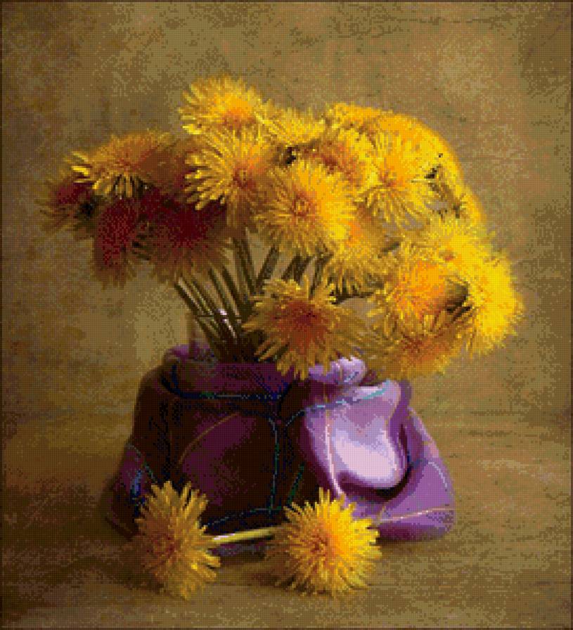 скромный  букетик - одуванчики - предпросмотр