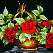 Оригинал схемы вышивки «Красные розы на черном» (№1001012)