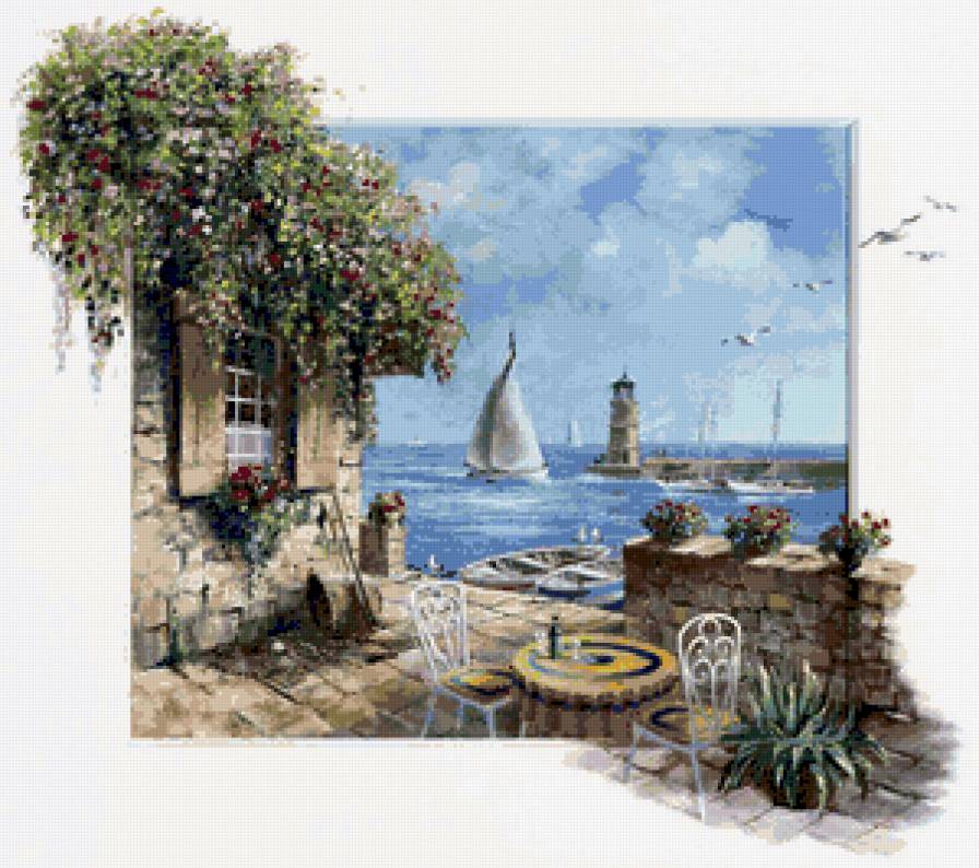 Пейзаж - море, птицы, пейзаж - предпросмотр