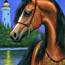 Оригинал схемы вышивки «Конь у моря» (№1002023)