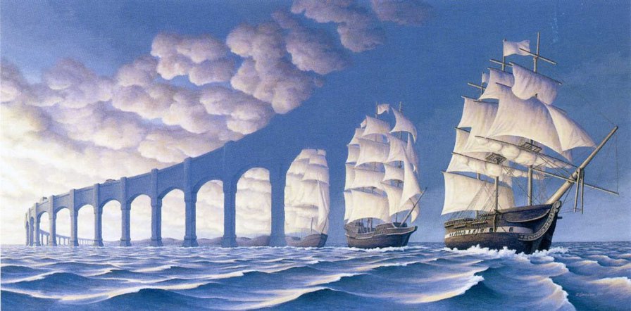 Пуститься в плаванье (Роб Гонсалвес) - иллюзия, корабль, море, парусник - оригинал