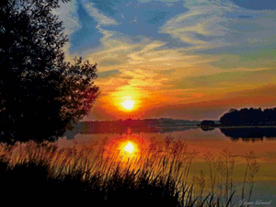 рассвет - вода, рассвет - предпросмотр