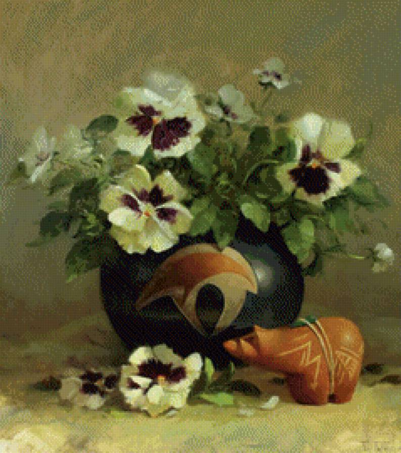 Букет анютиных глаз - цветы, букет - предпросмотр