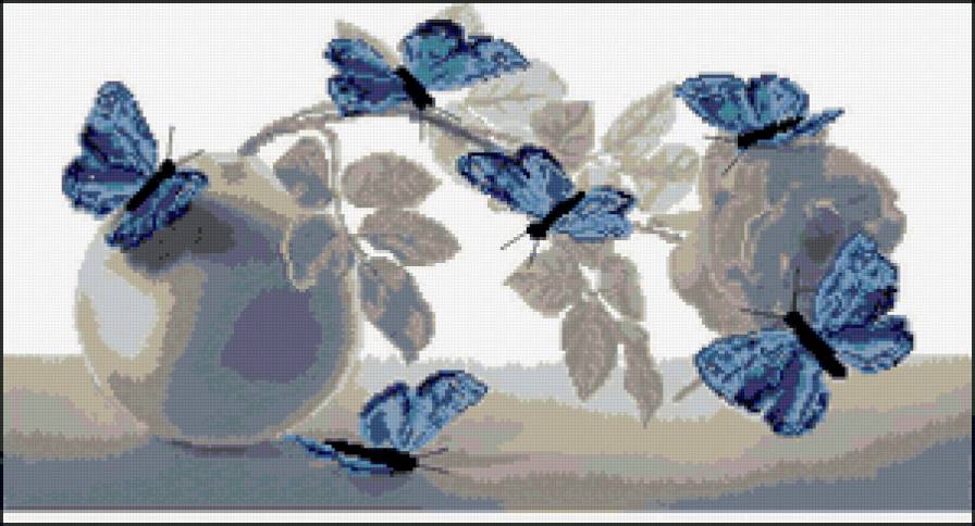 Синие бабочки - предпросмотр