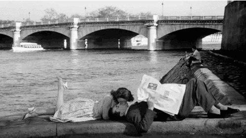 Романтика - любовь, поцелуй, мост, река, романтика, ретро, пара, набережная - оригинал