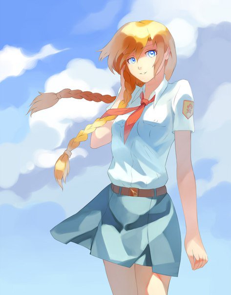 Девушка аниме - аниме, девушка, облака, небо - оригинал