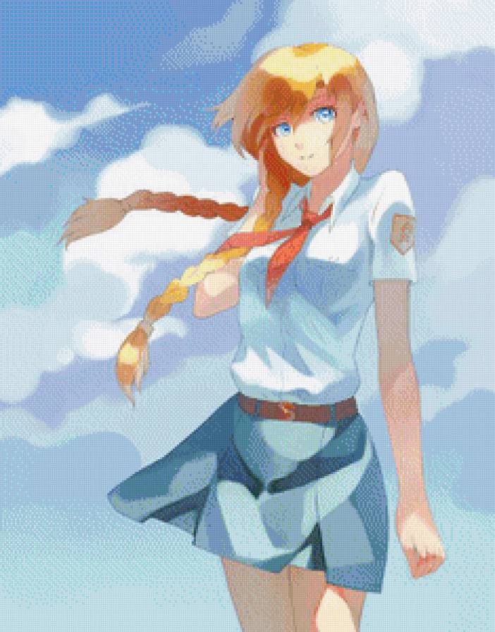 Девушка аниме - небо, облака, девушка, аниме - предпросмотр