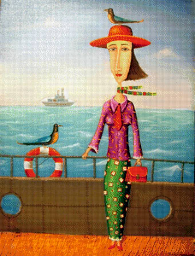 круиз - чайка, мартиашвили, девушка, примитивизм, круиз - предпросмотр