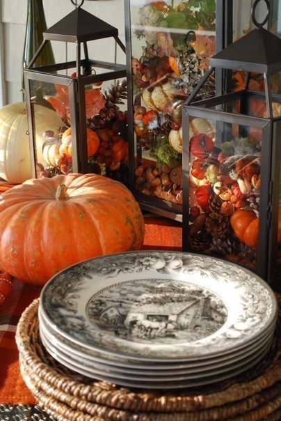 Натюрморт с тыквой - тарелки, осень, тыква - оригинал